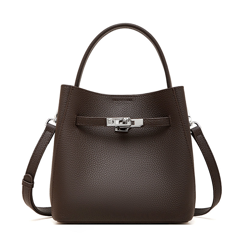Refined Top Handle Satchel with Turn-Lock Detail