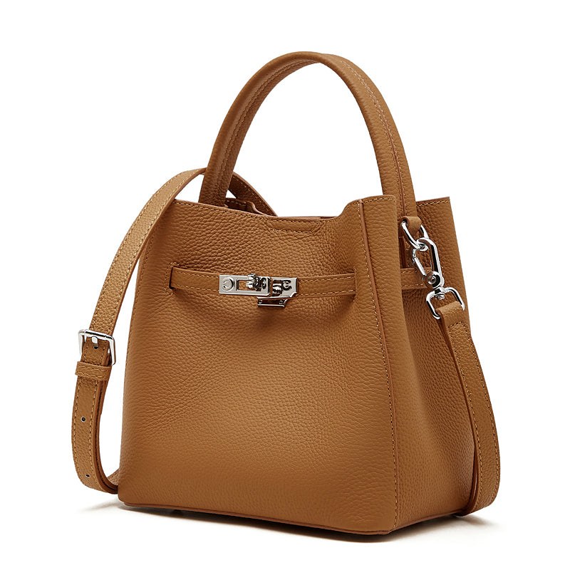 Refined Top Handle Satchel with Turn-Lock Detail