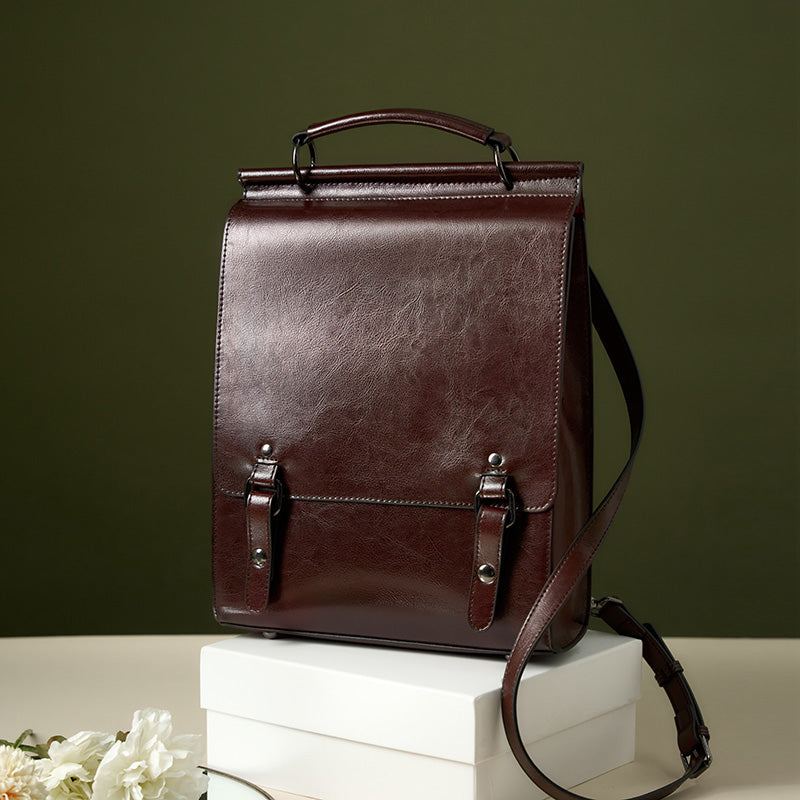 Vintage-Inspired Top Handle Backpack