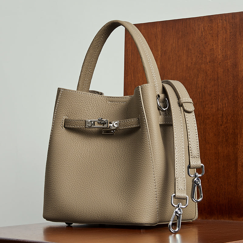 Refined Top Handle Satchel with Turn-Lock Detail