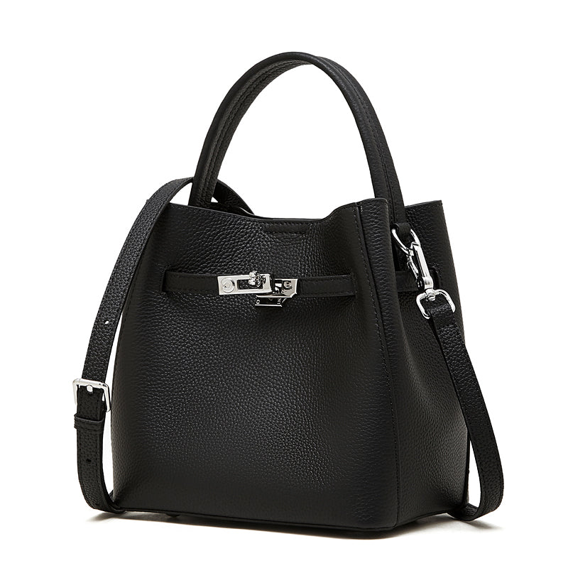 Refined Top Handle Satchel with Turn-Lock Detail