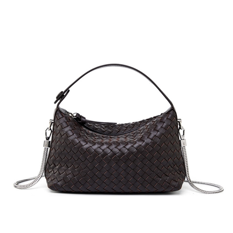 Genuine Leather Woven Handbag