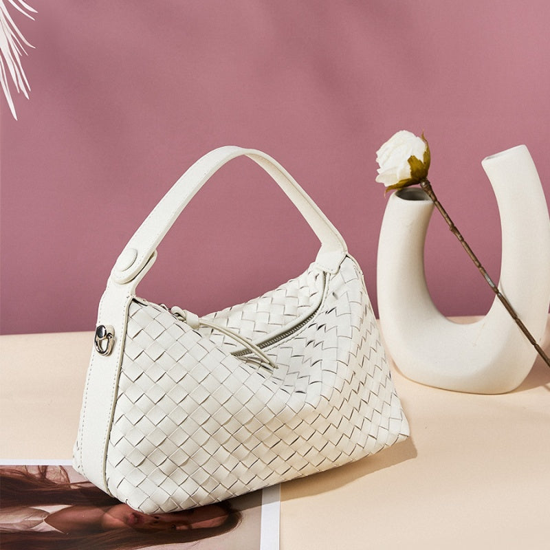 Genuine Leather Woven Handbag