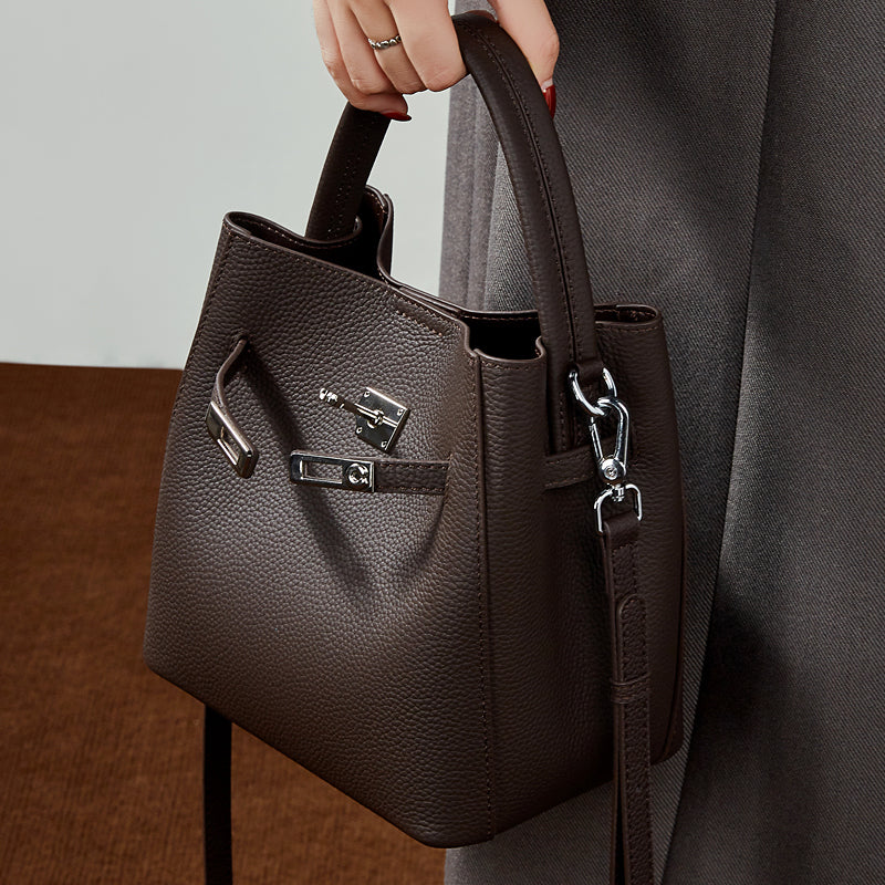 Refined Top Handle Satchel with Turn-Lock Detail