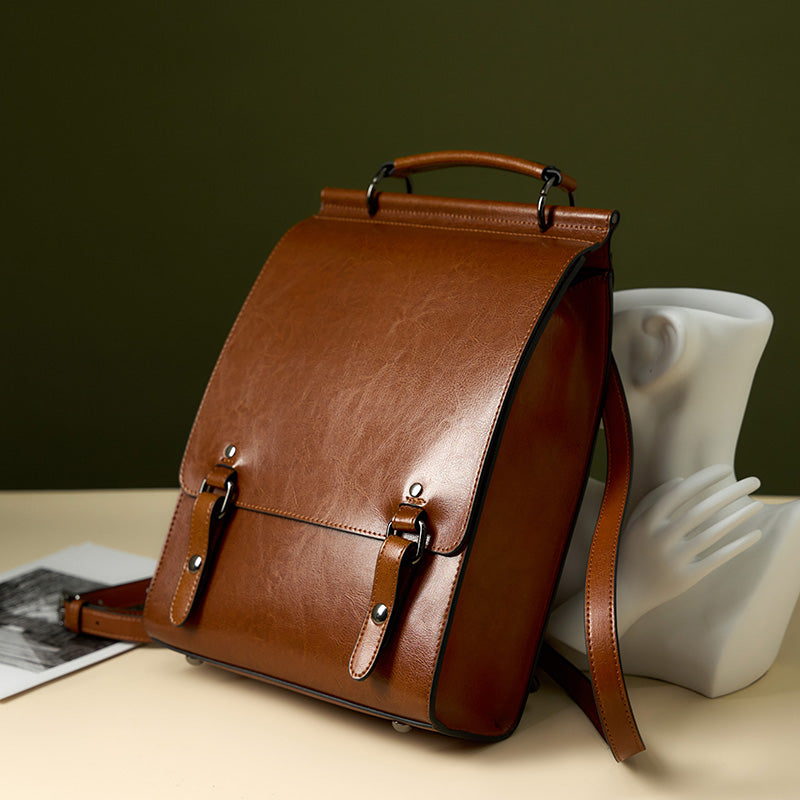 Vintage-Inspired Top Handle Backpack