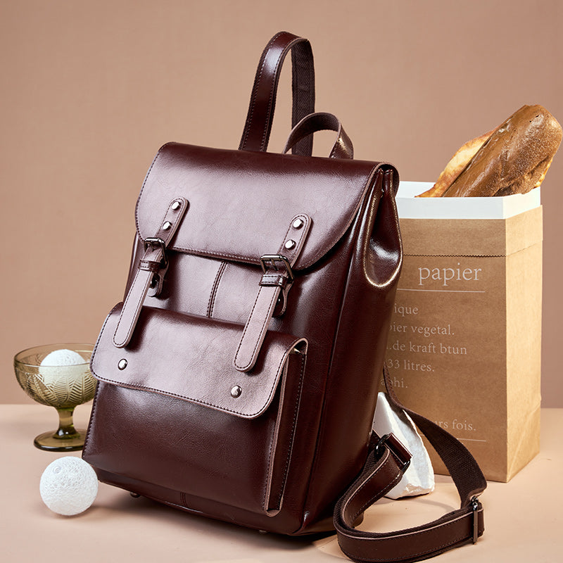 Vintage-Inspired Buckle Backpack