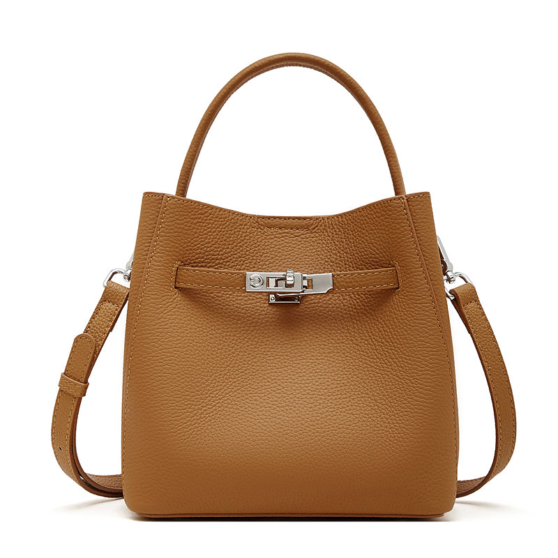 Refined Top Handle Satchel with Turn-Lock Detail