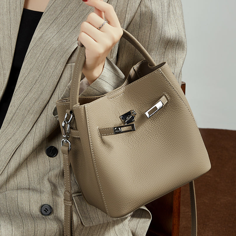 Refined Top Handle Satchel with Turn-Lock Detail