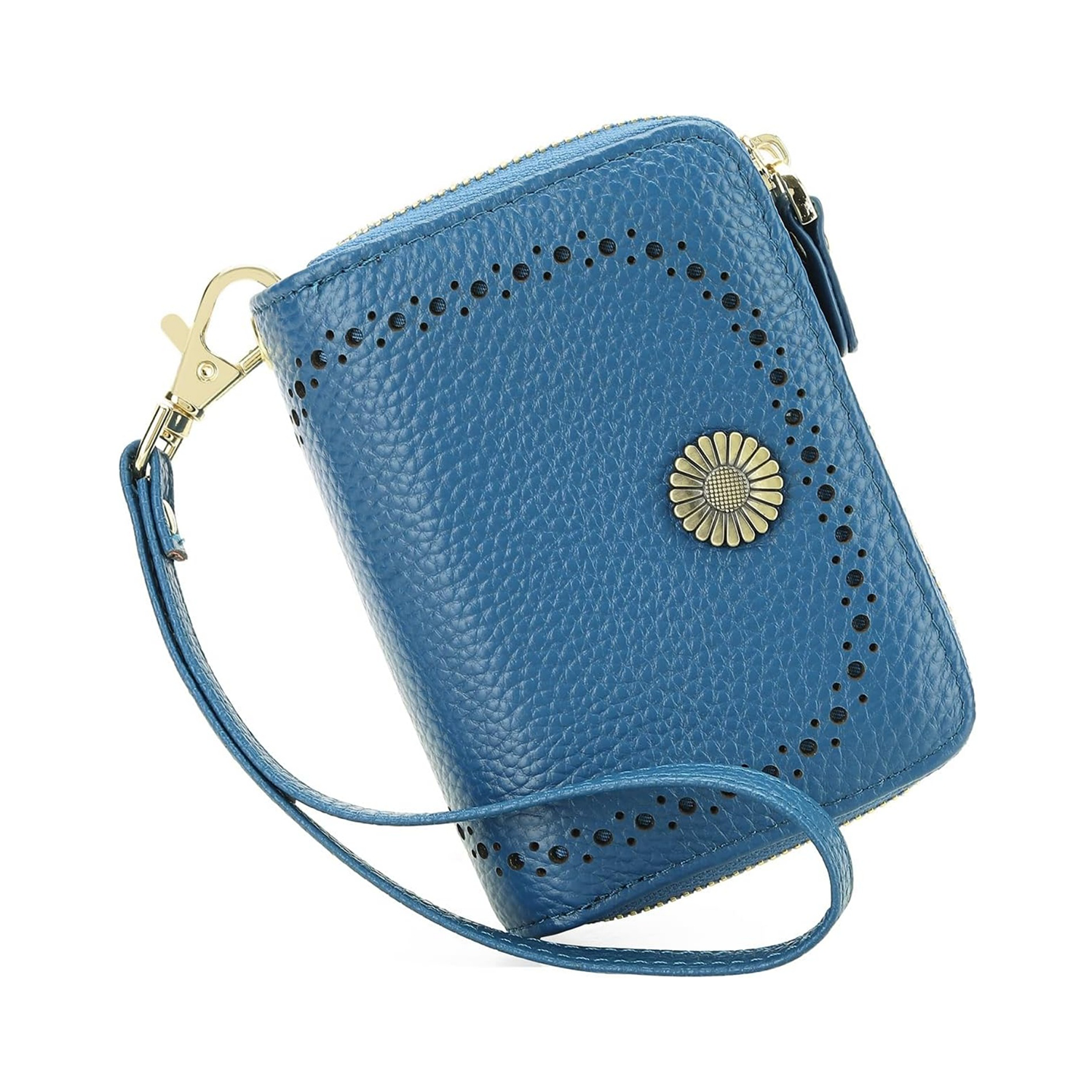Women’s RFID Leather Card Wallet – Blue Wrist