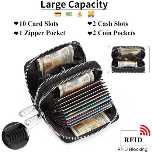 Small Genuine Leather Wallet for Women – RFID Blocking Credit Card Holder