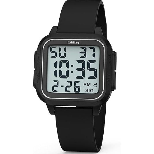 Square Digital Watch – Large Display with 5ATM Water Resistance, Alarm and Stopwatch