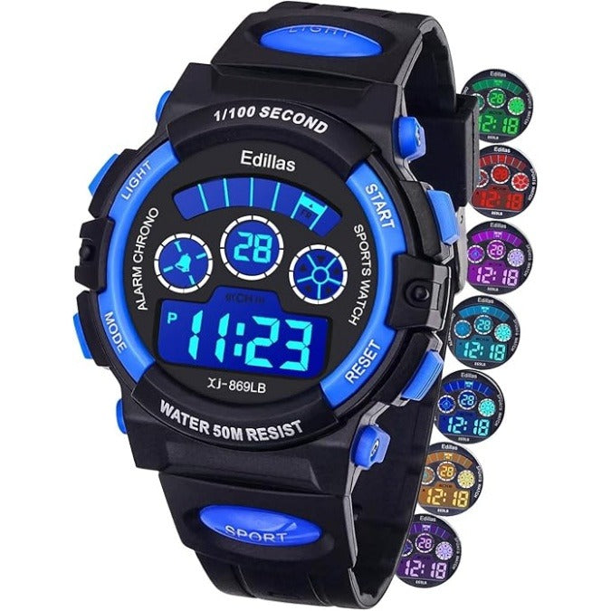 Kids Digital Sports Watch – LED, Waterproof, Stopwatch & Alarm