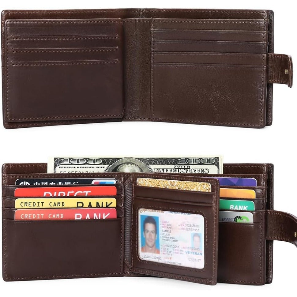 Men’s Bifold Leather Wallet – Large Capacity