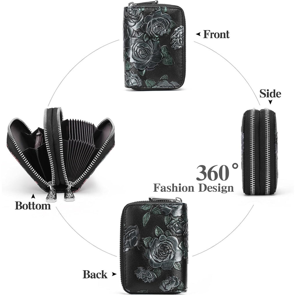 Small Genuine Leather Wallet for Women – RFID Blocking Credit Card Holder