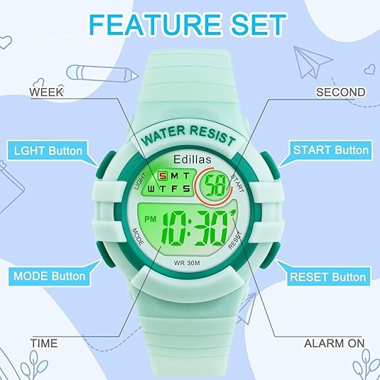 Kids Digital Sport Watch – Multifunctional with Water Resistance