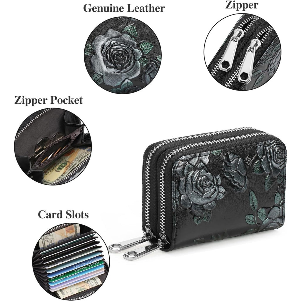 Small Genuine Leather Wallet for Women – RFID Blocking Credit Card Holder