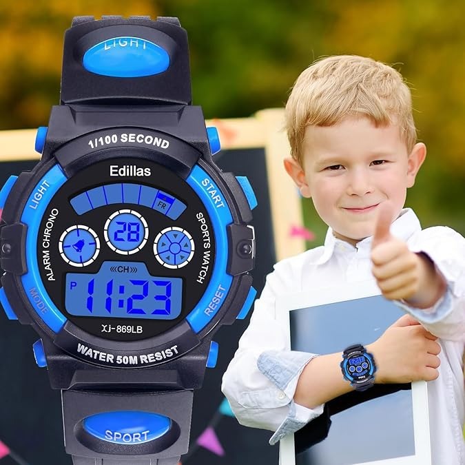 Kids Digital Sports Watch – LED, Waterproof, Stopwatch & Alarm