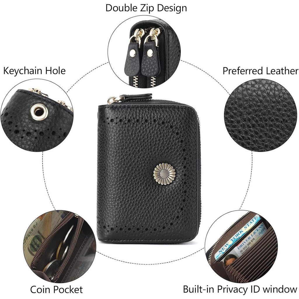 Women’s RFID Leather Card Wallet – Black