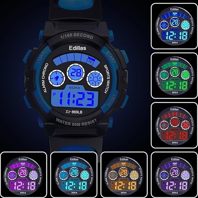 Kids Digital Sports Watch – LED, Waterproof, Stopwatch & Alarm