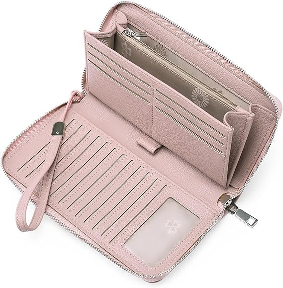 Women’s Leather Zip-Around Wallet – Large Capacity