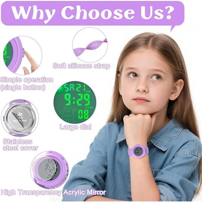 Kids Digital Watch with 1.57″ Screen, LED Display, Timer and Alarm