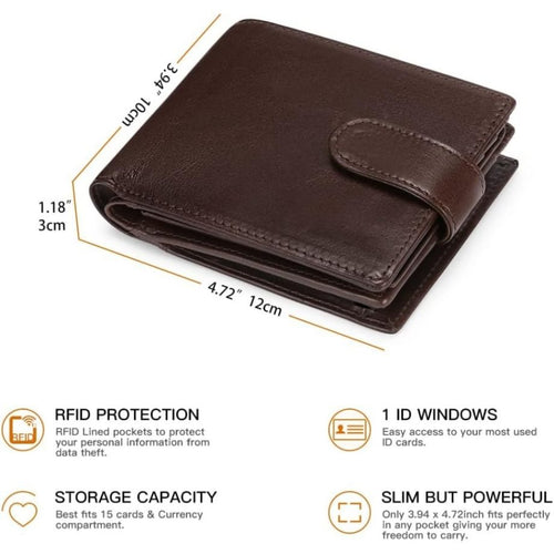 Men’s Bifold Leather Wallet – Large Capacity